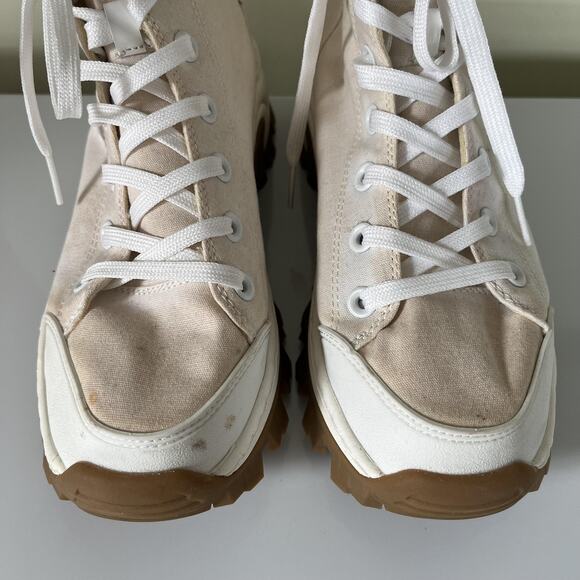 Skechers Shoes Womens Size 8.5 White Canvas High Top Lug Gum Sole Chunky 177243 - Picture 6 of 10